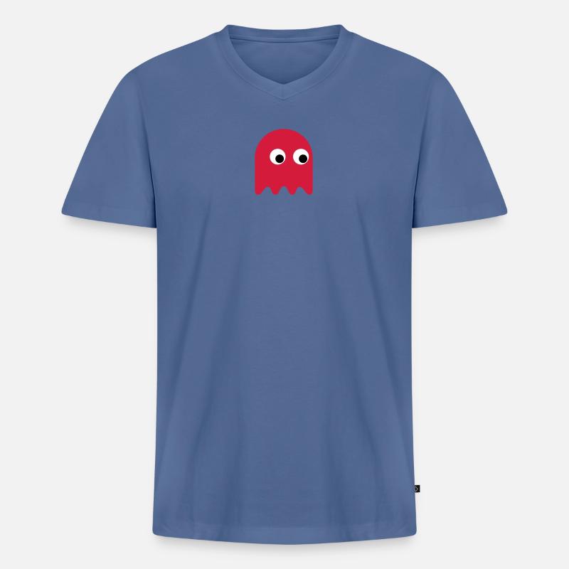 Game Classics Ghost - Men's Premium Organic T-shirt with V-neck - stone blue