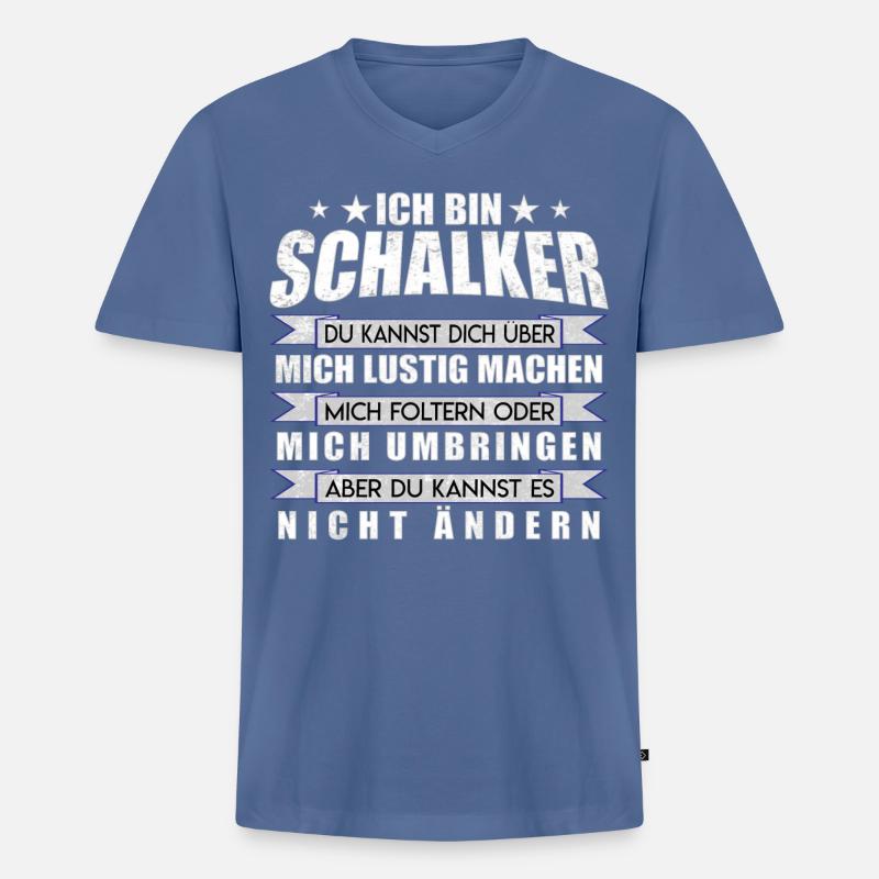 Ich bin Schalker | Fan Design Geschenkidee - Männer Premium Bio T-Shirt mit V-Ausschnitt - Taubenblau