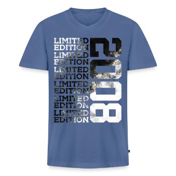 18 JAHRE LIMITED EDITION 2008 18. GEBURTSTAG - Männer Premium Bio T-Shirt mit V-Ausschnitt - Taubenblau - Vorne - Nico (187cm)