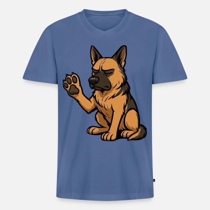 Deutscher Schäferhund Schäferhunde Schäferhunde - Männer Premium Bio T-Shirt mit V-Ausschnitt - Taubenblau