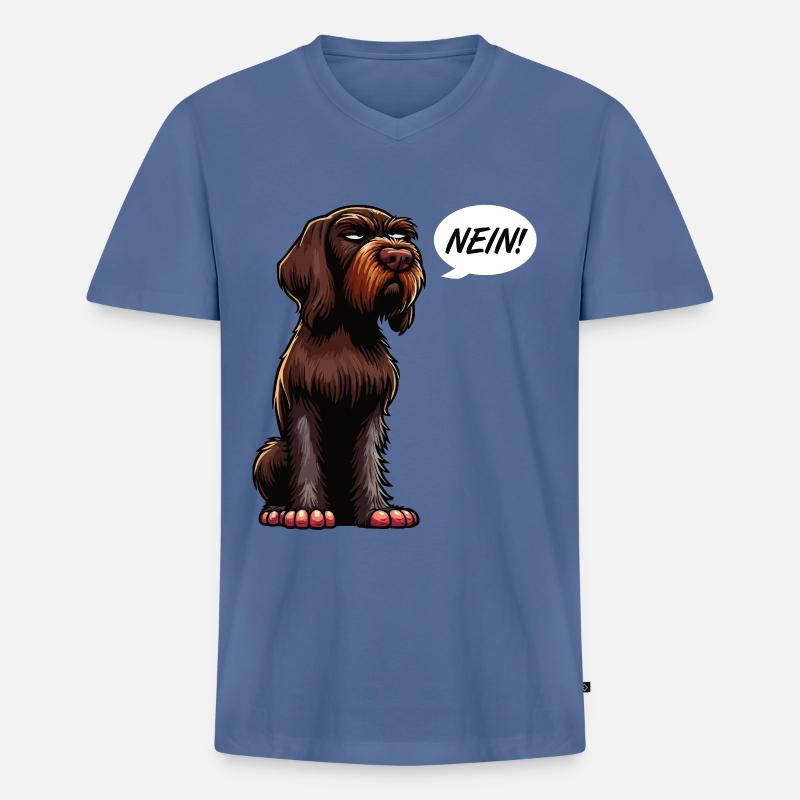 Nein Deutsch Drahthaar Deutsch-Drahthaar Besitzer - Männer Premium Bio T-Shirt mit V-Ausschnitt - Taubenblau