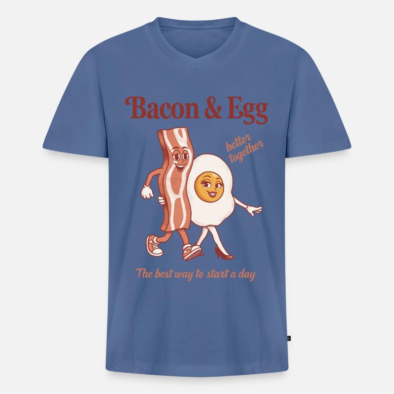 Bacon and Egg: Perfektes Duo - Männer Premium Bio T-Shirt mit V-Ausschnitt - Taubenblau