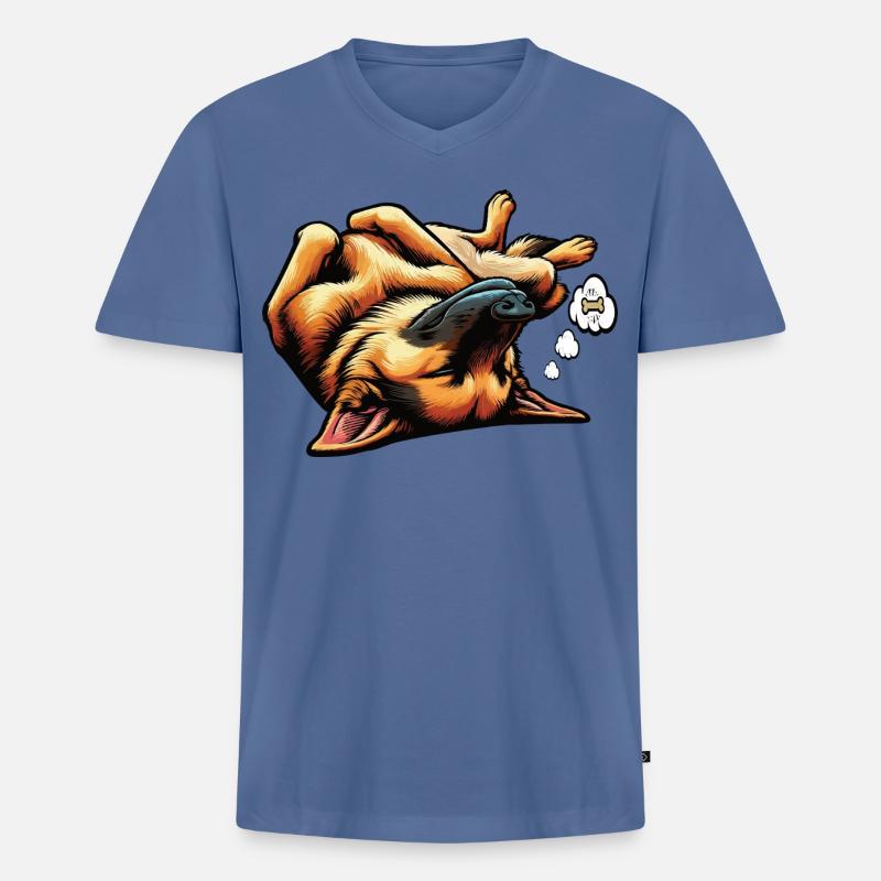 Deutscher Schäferhund Schäferhunde Schäferhunde - Männer Premium Bio T-Shirt mit V-Ausschnitt - Taubenblau