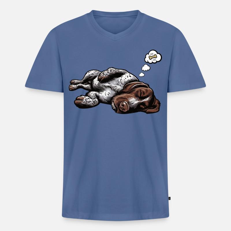 Deutsch Drahthaar Deutsch-Drahthaar Besitzer - Männer Premium Bio T-Shirt mit V-Ausschnitt - Taubenblau