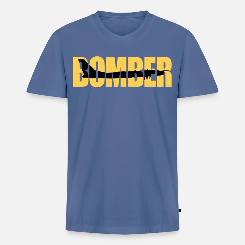 Bomber Tu-95 - Men's Premium Organic T-shirt with V-neck - stone blue