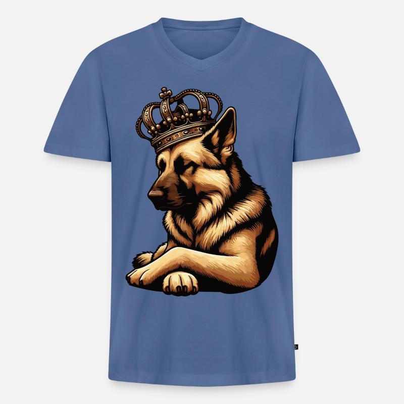 Deutscher Schäferhund Schäferhunde Schäferhunde - Männer Premium Bio T-Shirt mit V-Ausschnitt - Taubenblau