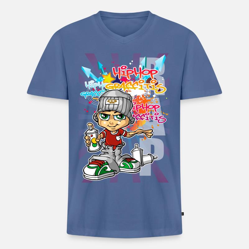 Graffiti boy background - Männer Premium Bio T-Shirt mit V-Ausschnitt - Taubenblau
