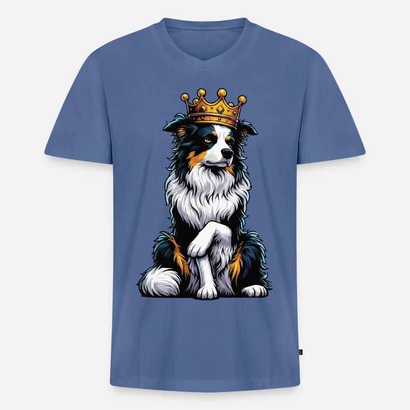 Australian Shepherd Aussie Aussiebesitzer Aussies - Männer Premium Bio T-Shirt mit V-Ausschnitt - Taubenblau