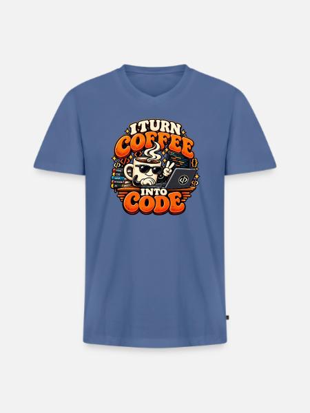 Ich verwandle Kaffee in Code | Programmierer - Männer Premium Bio T-Shirt mit V-Ausschnitt - Taubenblau