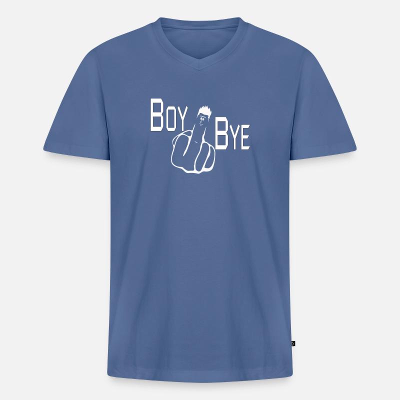JUNGE BY - Männer Premium Bio T-Shirt mit V-Ausschnitt - Taubenblau