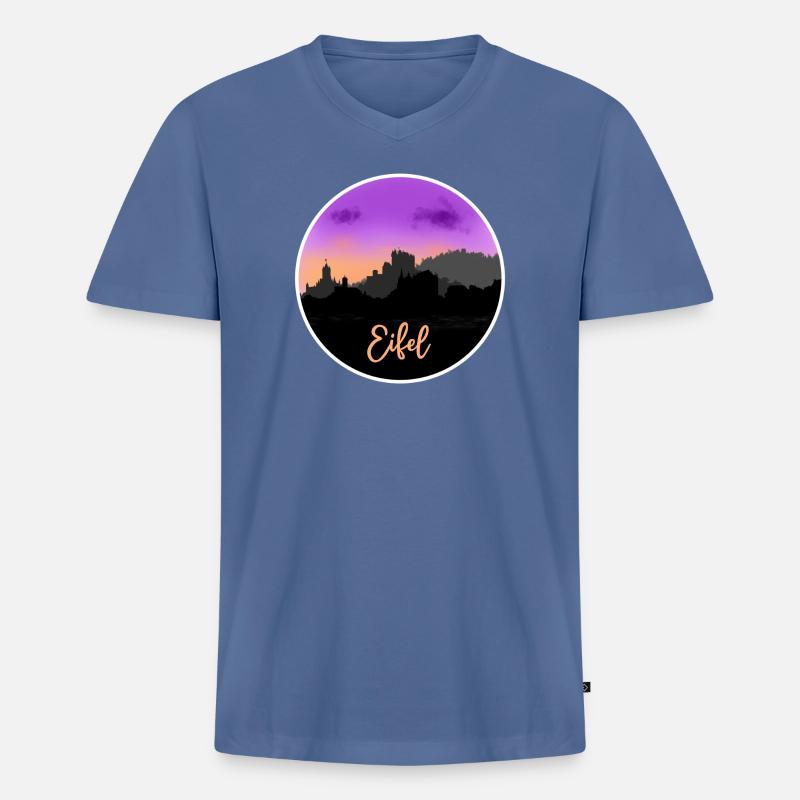 Eifel Fineline Skyline - Männer Premium Bio T-Shirt mit V-Ausschnitt - Taubenblau