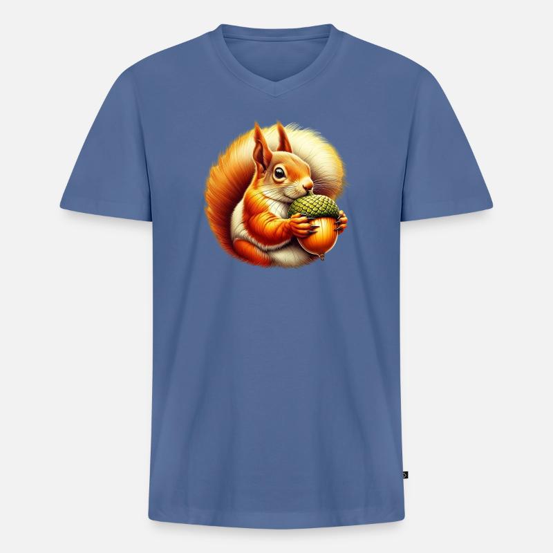 Eichhörnchen - Männer Premium Bio T-Shirt mit V-Ausschnitt - Taubenblau