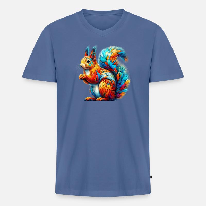Eichhörnchen - Männer Premium Bio T-Shirt mit V-Ausschnitt - Taubenblau