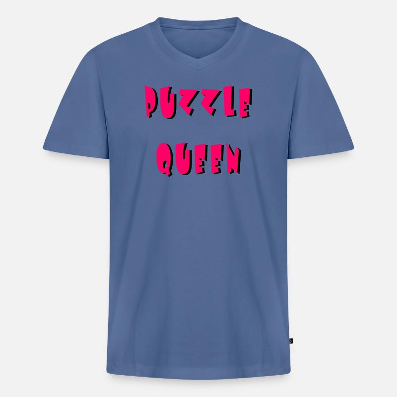 Puzzle Queen 2 - Männer Premium Bio T-Shirt mit V-Ausschnitt - Taubenblau