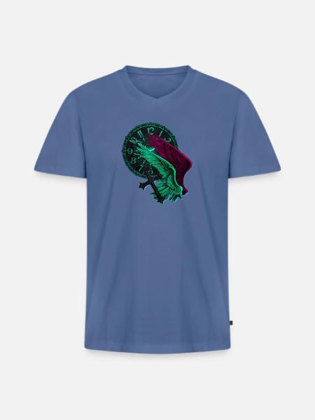 Engelflügel Neon uhren - Männer Premium Bio T-Shirt mit V-Ausschnitt - Taubenblau