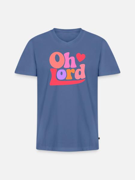 Seigneur - T-shirt encolure en V Premium bio Homme - bleu pigeon