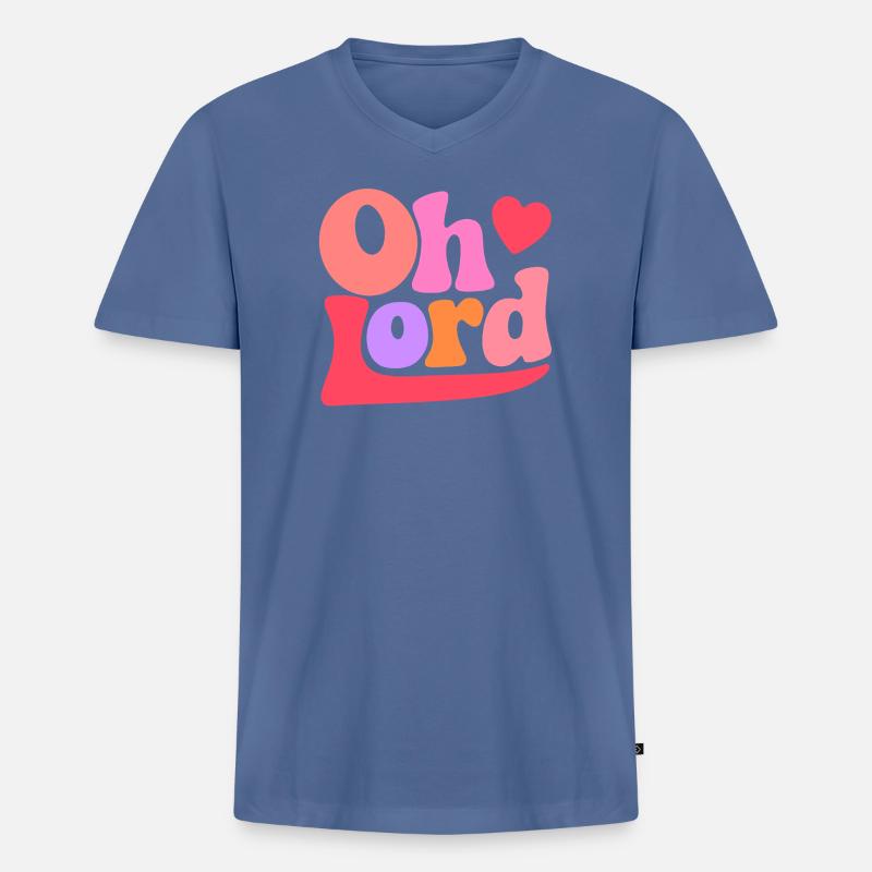 Oh Lord - Männer Premium Bio T-Shirt mit V-Ausschnitt - Taubenblau