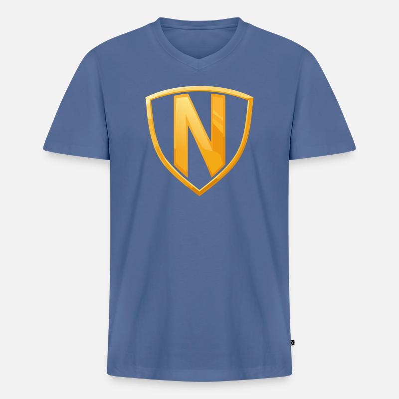 NERDY forever - NERDY HERO - Männer Premium Bio T-Shirt mit V-Ausschnitt - Taubenblau
