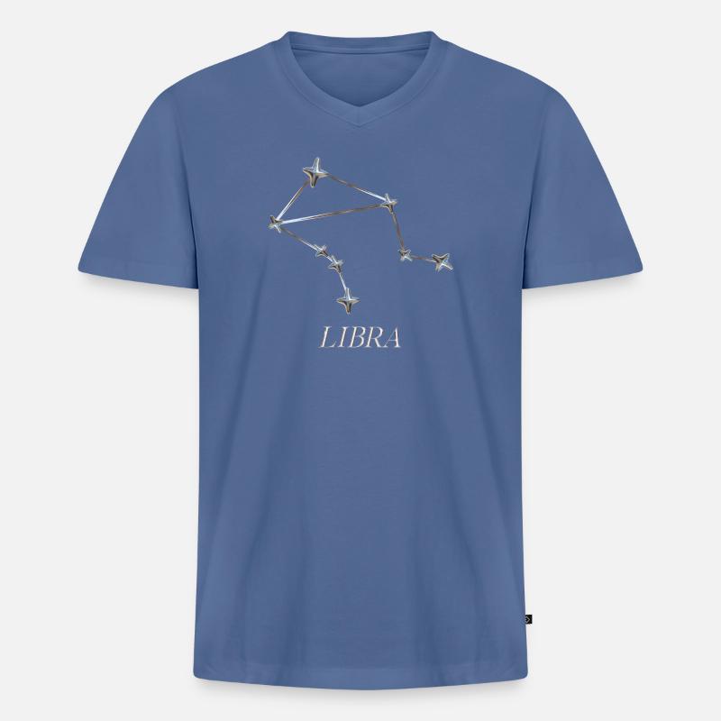 Libra Sternbild – Silber Minimal-Konstellation - Männer Premium Bio T-Shirt mit V-Ausschnitt - Taubenblau