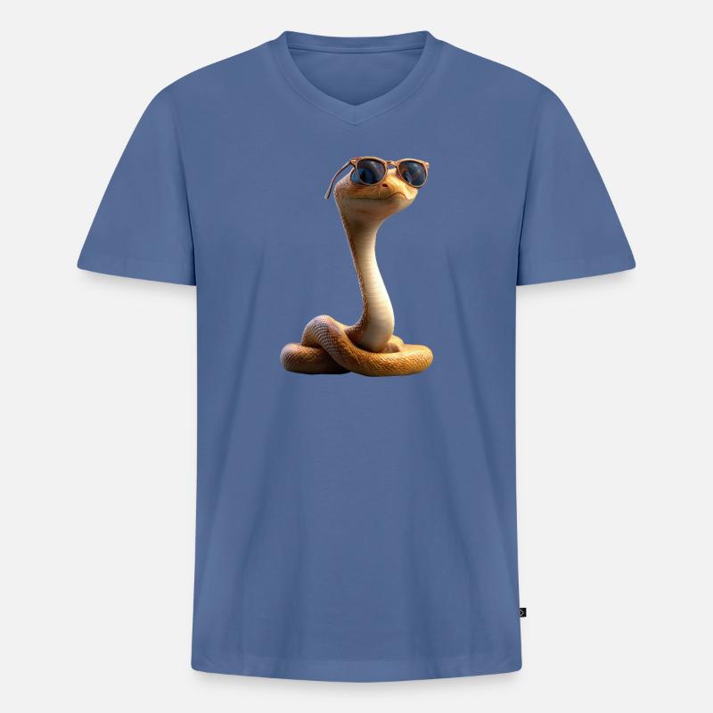 Schlange Python Kobra Klapperschlange Schlangen - Männer Premium Bio T-Shirt mit V-Ausschnitt - Taubenblau