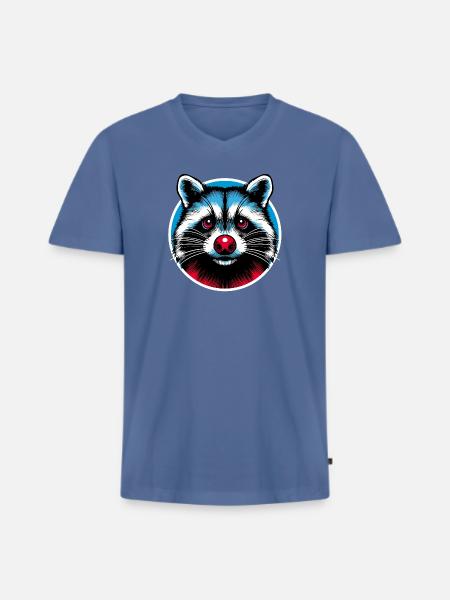 Racoon - I came to stay - Männer Premium Bio T-Shirt mit V-Ausschnitt - Taubenblau