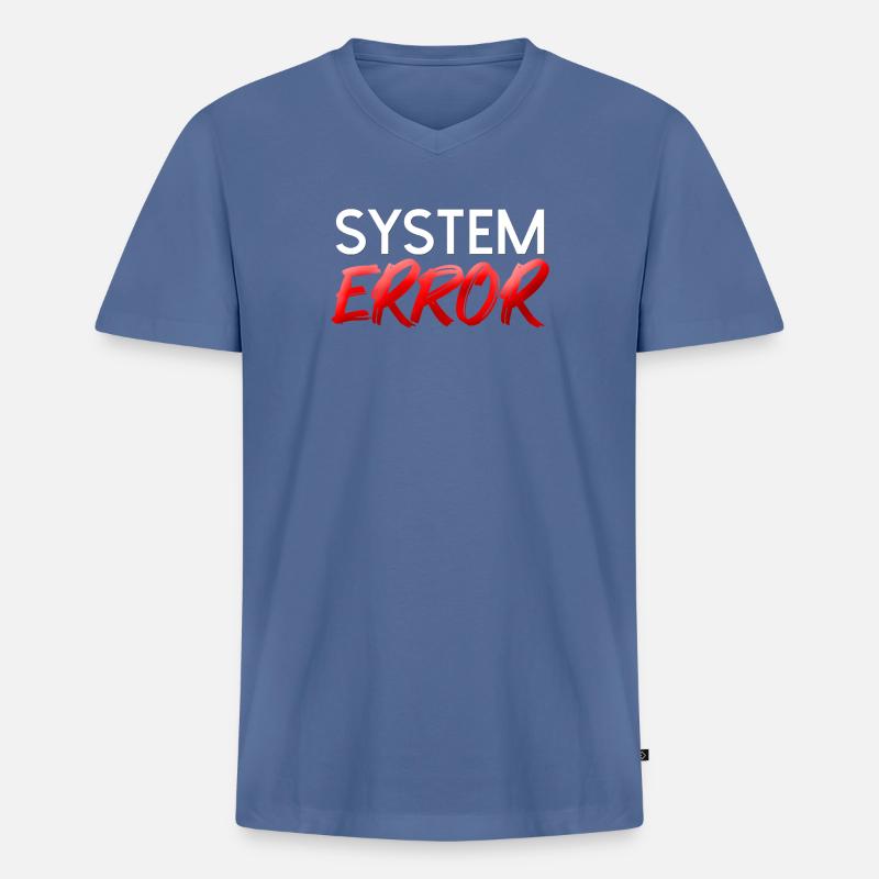 Systemfehler Neon Brush - Männer Premium Bio T-Shirt mit V-Ausschnitt - Taubenblau