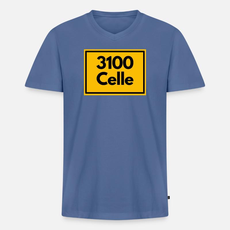 OLD POSTCODE POSTCODE RETRO 3100 CELLE - Men's Premium Organic T-shirt with V-neck - stone blue
