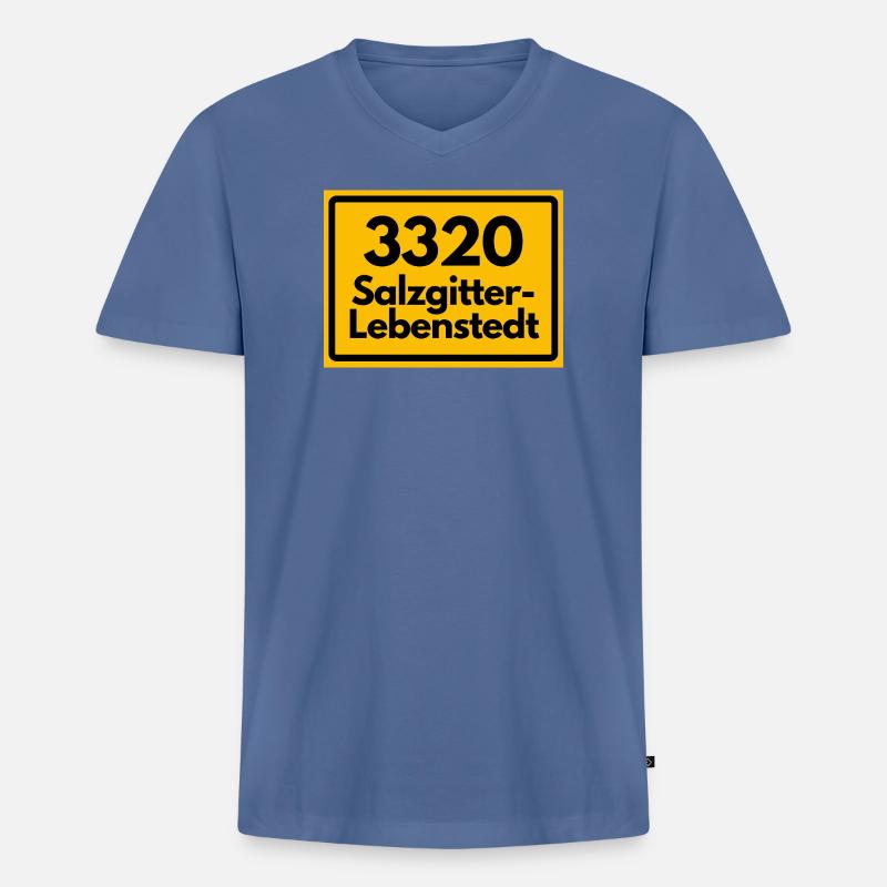 OLD POSTCODE POSTCODE RETRO 3320 SALZGITTER - Men's Premium Organic T-shirt with V-neck - stone blue