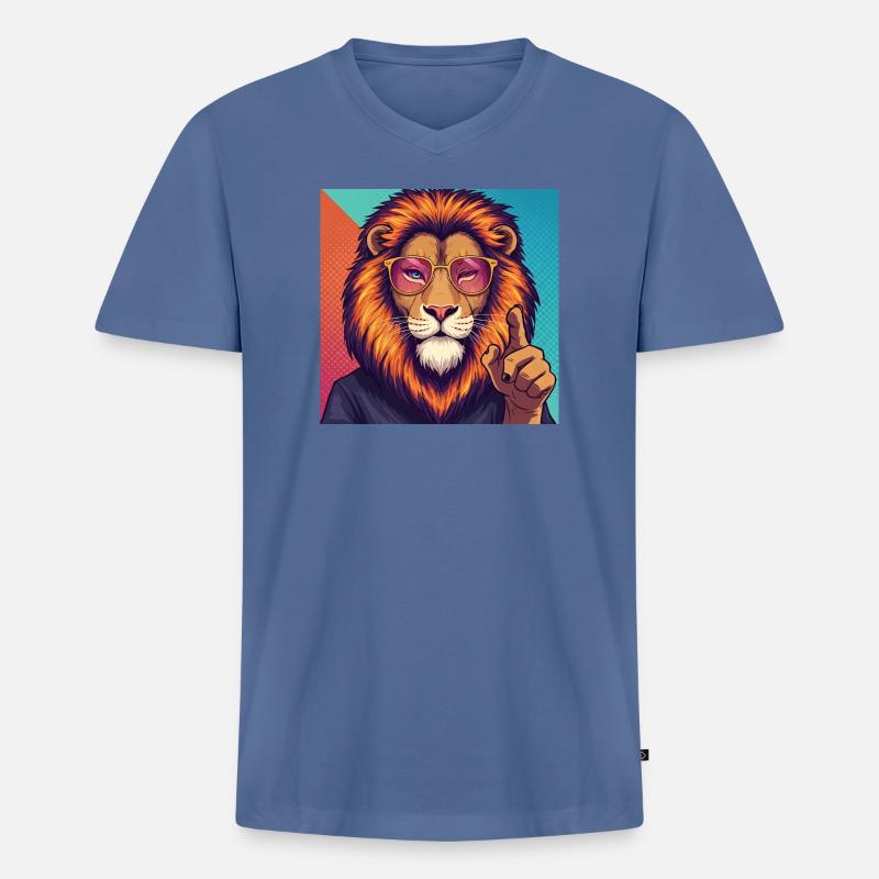 Frankensteen: The Wise King - Pop Art - Männer Premium Bio T-Shirt mit V-Ausschnitt - Taubenblau