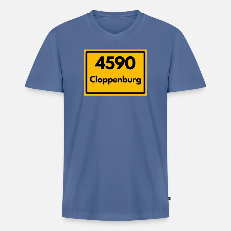 OLD POSTCODE POSTCODE RETRO 4590 CLOPPENBURG - Men's Premium Organic T-shirt with V-neck - stone blue