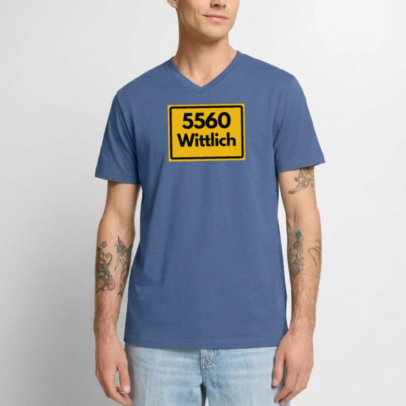 OLD POSTCODE POSTCODE RETRO 5560 WITTLICH Men's Premium Organic T-shirt with V-neck