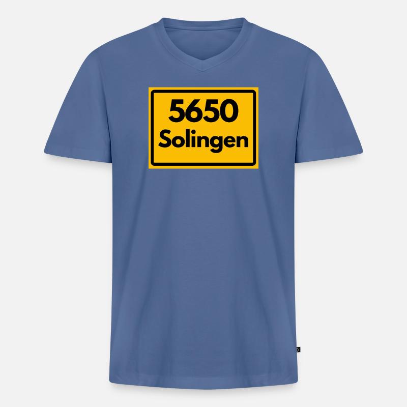 ALTE POSTLEITZAHL PLZ RETRO 5650 SOLINGEN - Männer Premium Bio T-Shirt mit V-Ausschnitt - Taubenblau