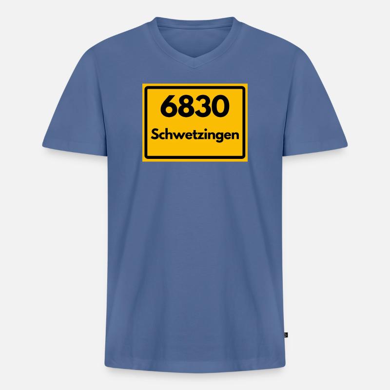 ALTE POSTLEITZAHL PLZ RETRO 6830 SCHWETZINGEN  - Männer Premium Bio T-Shirt mit V-Ausschnitt - Taubenblau