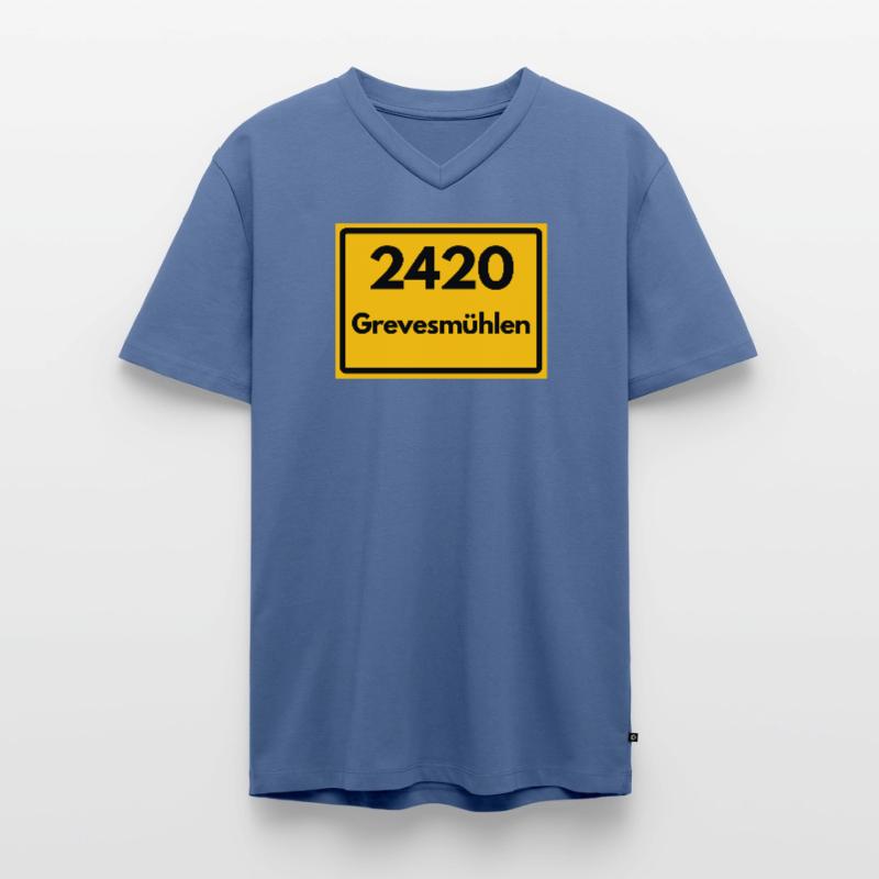 OLD POSTCODE POSTCODE RETRO 2420 GREVESMÜHLEN Men's Premium Organic T-shirt with V-neck