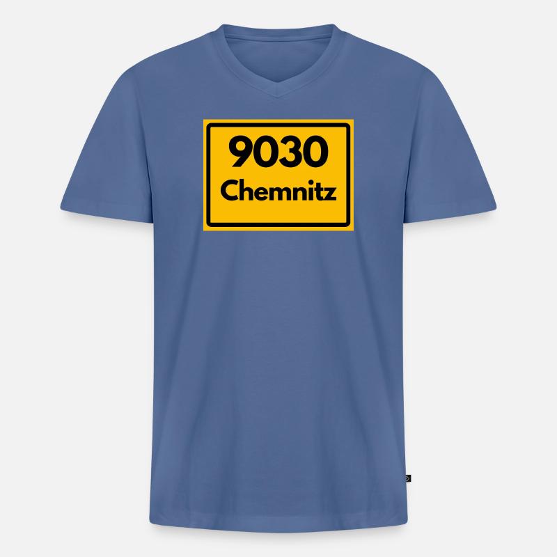 9030 PLZ SACHSEN CHEMNITZ ALTE POSTLEITZAHL - Männer Premium Bio T-Shirt mit V-Ausschnitt - Taubenblau
