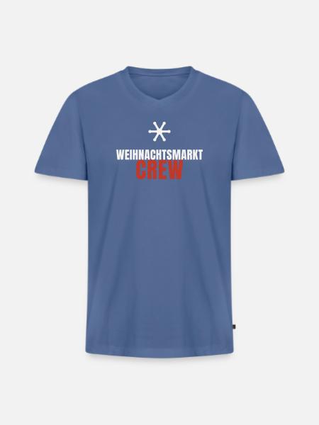 Weihnachtsmarkt Crew Schneeflocke Team Advent - Männer Premium Bio T-Shirt mit V-Ausschnitt - Taubenblau