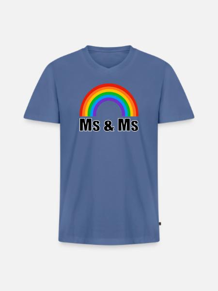 Lesbische Hochzeit - Männer Premium Bio T-Shirt mit V-Ausschnitt - Taubenblau