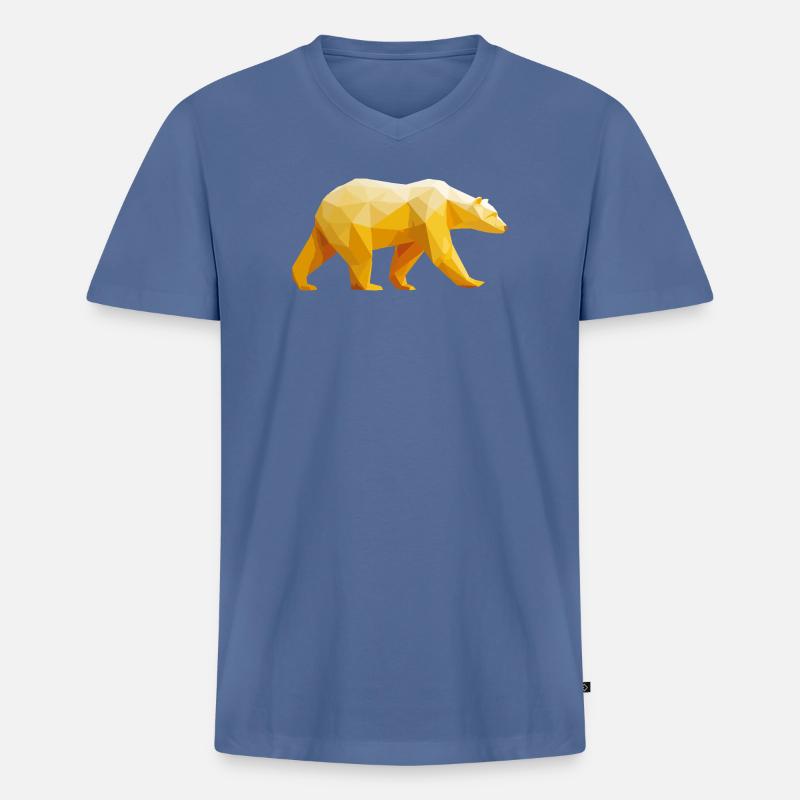 Polar Bär Polygon Eisbär Winter - Männer Premium Bio T-Shirt mit V-Ausschnitt - Taubenblau
