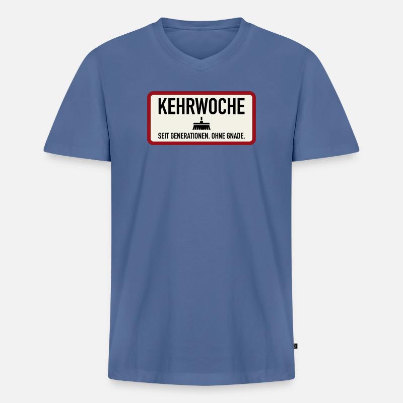 3 - Männer Premium Bio T-Shirt mit V-Ausschnitt - Taubenblau