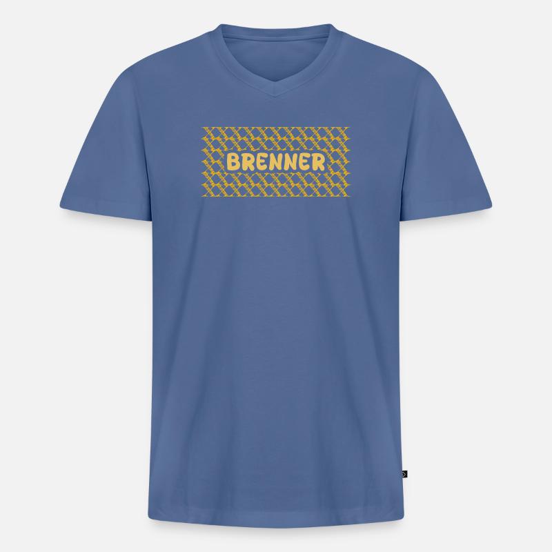 Brenner Gelb Netz Muster - Männer Premium Bio T-Shirt mit V-Ausschnitt - Taubenblau