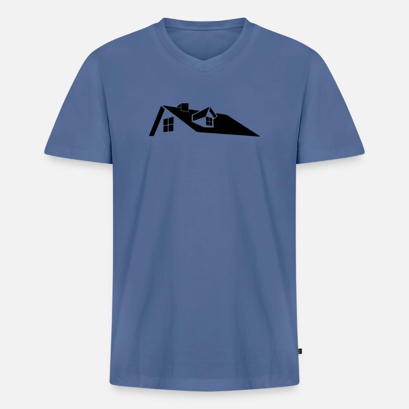 Logo des Dachhauses mit Dachgaube - Männer Premium Bio T-Shirt mit V-Ausschnitt - Taubenblau