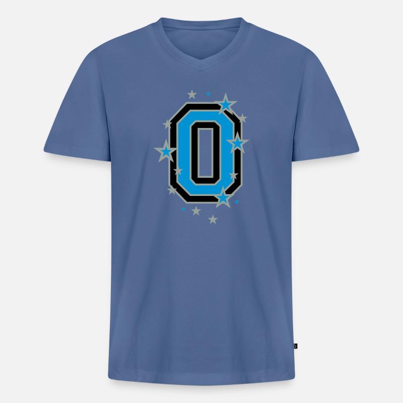 Nummer Eins 1 - Männer Premium Bio T-Shirt mit V-Ausschnitt - Taubenblau