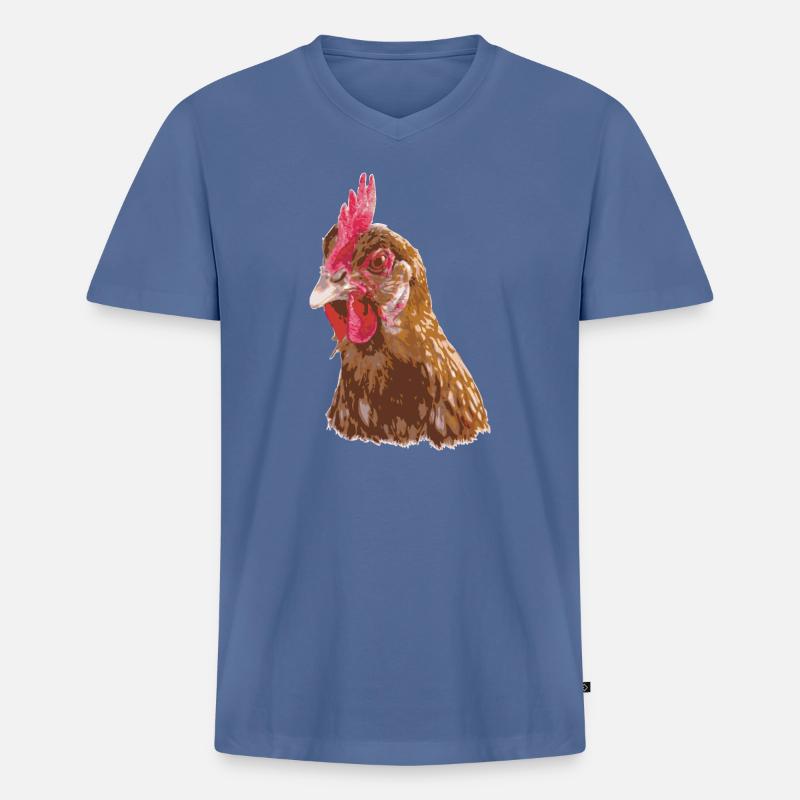 Hühnerillustration lebendigen Farben - Männer Premium Bio T-Shirt mit V-Ausschnitt - Taubenblau