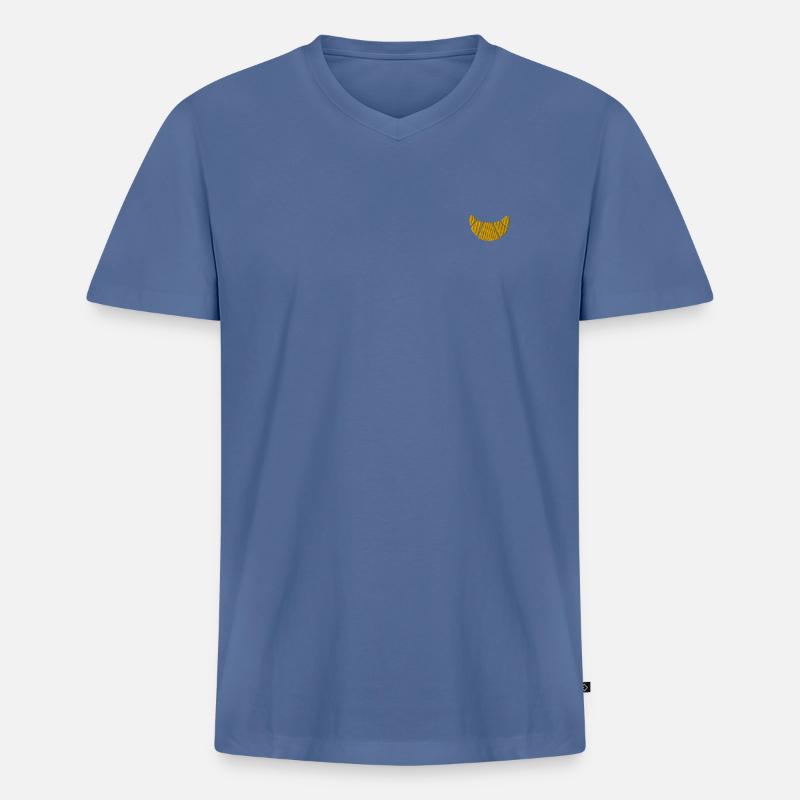 Croissant bestickt - Männer Premium Bio T-Shirt mit V-Ausschnitt - Taubenblau