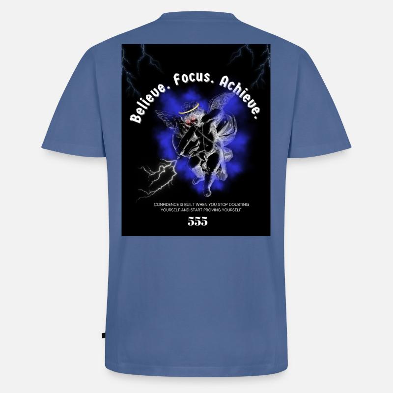 Back_andWhite_IllustrationT-HemdGlaubInSich Selbst - Männer Premium Bio T-Shirt mit V-Ausschnitt - Taubenblau
