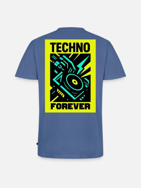 Techno Forever - Men's Premium Organic T-shirt with V-neck - stone blue