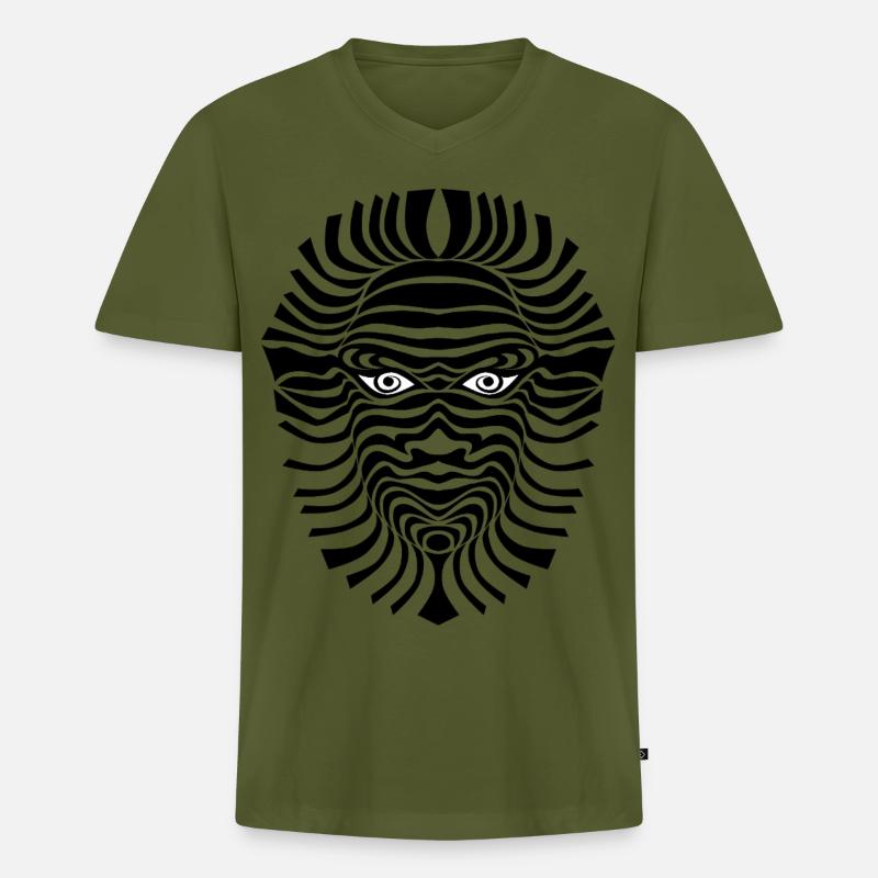 psy-chic psychedlic sixties good voodoo mask - Männer Premium Bio T-Shirt mit V-Ausschnitt - Khaki