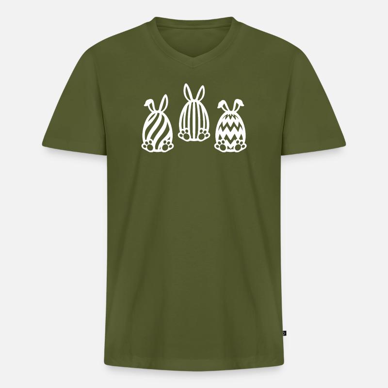 EASTER EASTER BUNNY EASTER EGGS - Men's Premium Organic T-shirt with V-neck - khaki