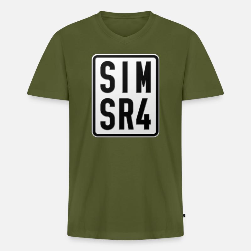 Simson SR4 Moped Kennzeichen - Männer Premium Bio T-Shirt mit V-Ausschnitt - Khaki