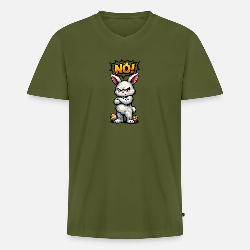 Lower Austrian Bunny Comic Easter Gift - Men's Premium Organic T-shirt with V-neck - khaki